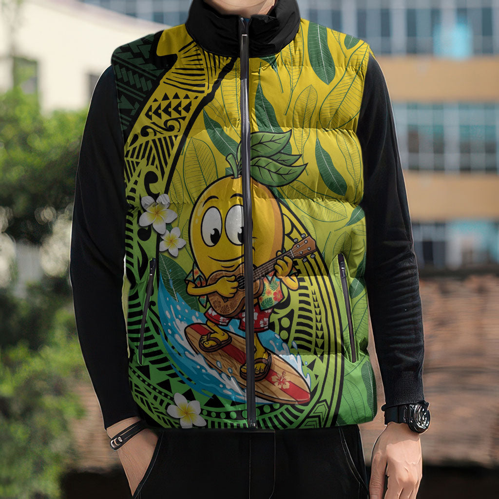 Hawaii Surfing Mango Sleeveless Puffer Jacket Manako Polynesian Fish Hook LT14 - Polynesian Pride