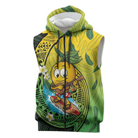 Hawaii Surfing Mango Sleeveless Zip Hoodie Manako Polynesian Fish Hook LT14 Green - Polynesian Pride