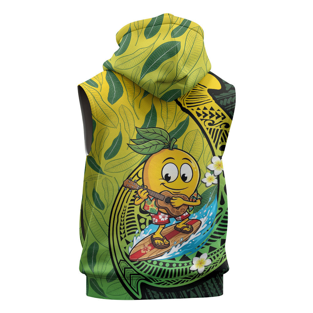 Hawaii Surfing Mango Sleeveless Zip Hoodie Manako Polynesian Fish Hook LT14 - Polynesian Pride