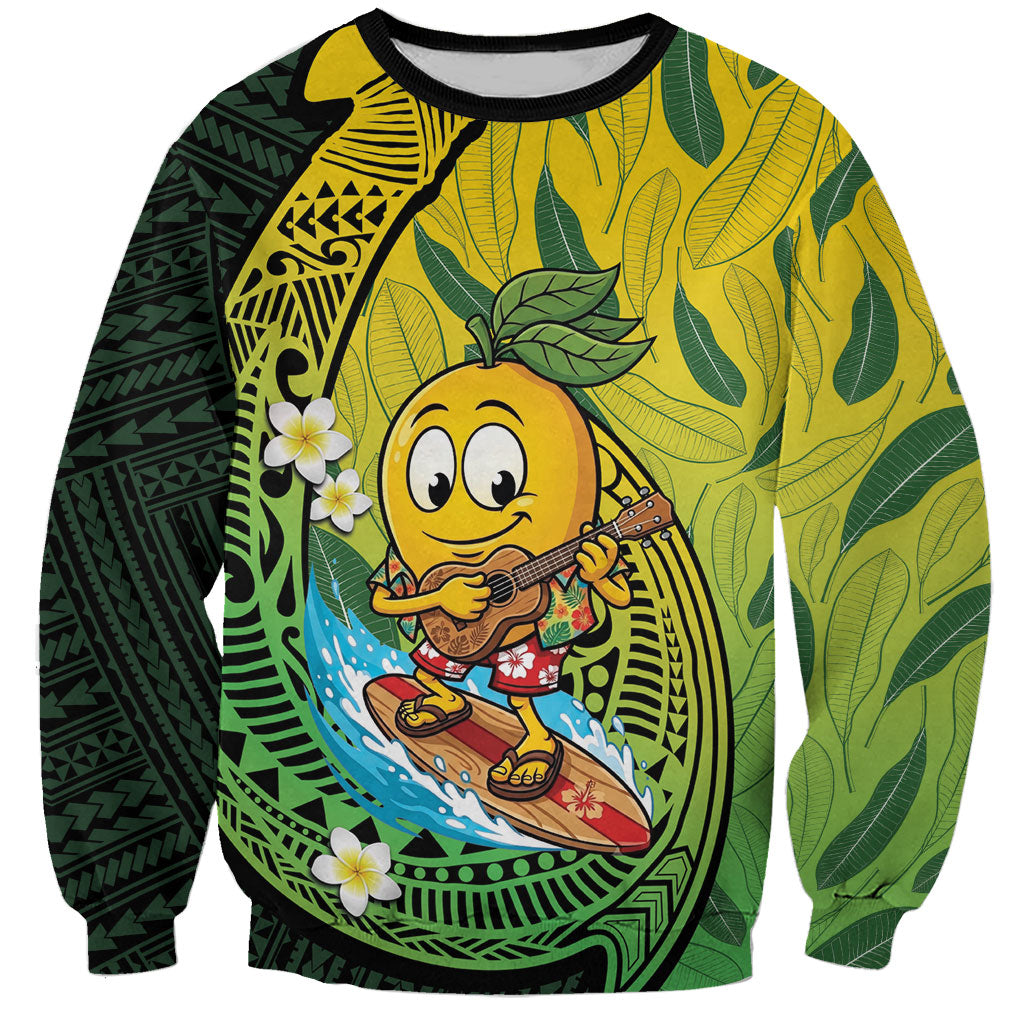 Hawaii Surfing Mango Sweatshirt Manako Polynesian Fish Hook LT14 Unisex Green - Polynesian Pride