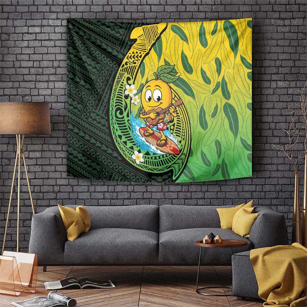 Hawaii Surfing Mango Tapestry Manako Polynesian Fish Hook LT14 Green - Polynesian Pride