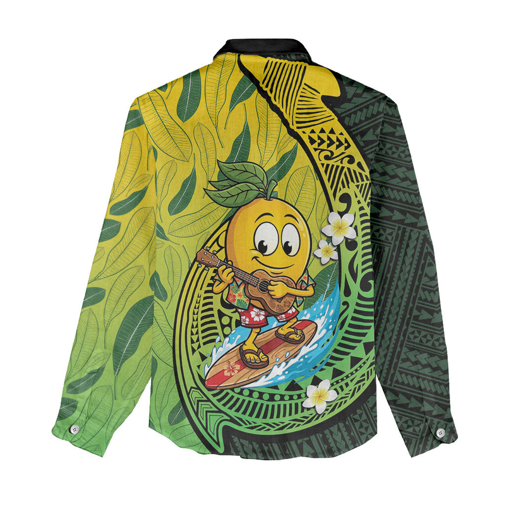 Hawaii Surfing Mango Women Casual Shirt Manako Polynesian Fish Hook