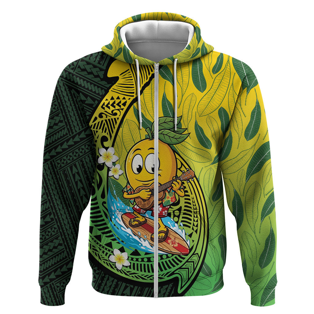 Hawaii Surfing Mango Zip Hoodie Manako Polynesian Fish Hook LT14 Zip Hoodie Green - Polynesian Pride