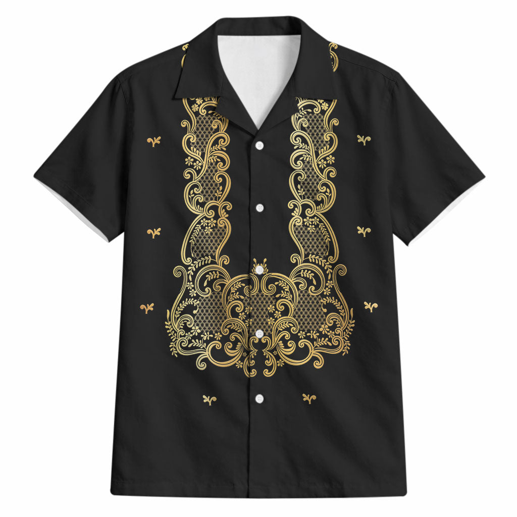 Philippines National Costume Hawaiian Shirt Barong Tagalog Inspired Black Color LT14 Black - Polynesian Pride