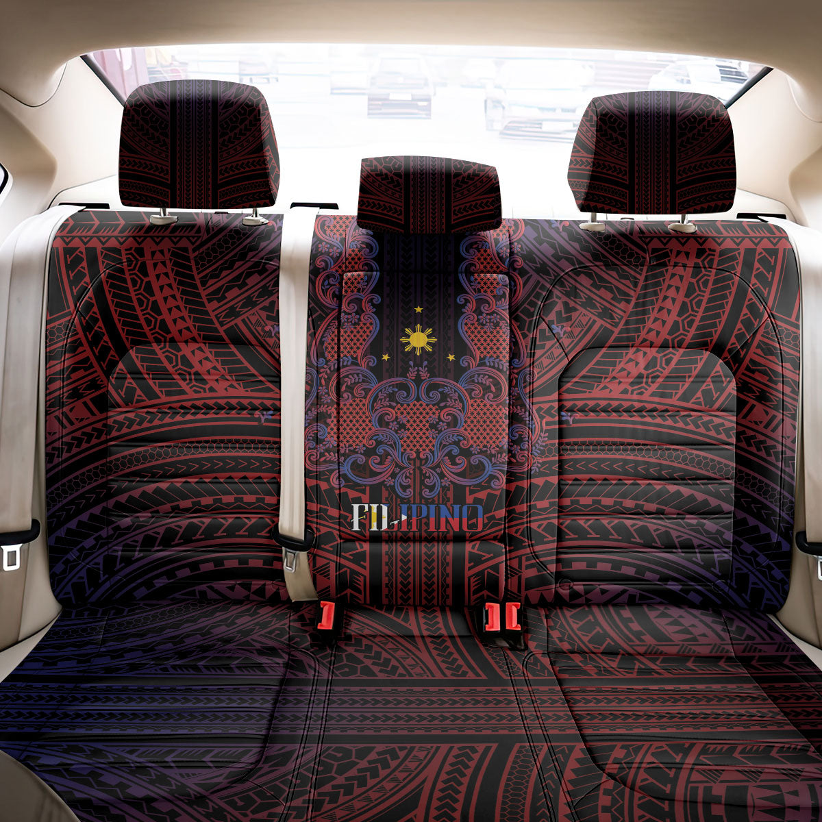 Filipino Barong Tagalog Inspired Back Car Seat Cover Mabuhay Philippines Festival Polynesian Pattern LT14 - Polynesian Pride