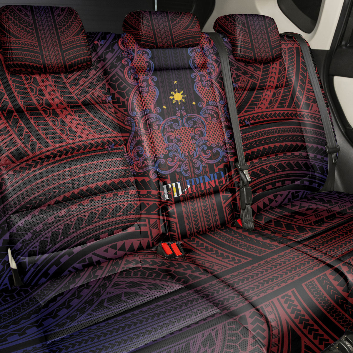 Filipino Barong Tagalog Inspired Back Car Seat Cover Mabuhay Philippines Festival Polynesian Pattern LT14 - Polynesian Pride
