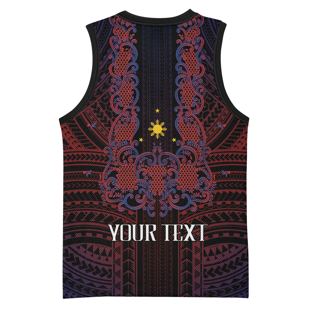 Filipino Barong Tagalog Inspired Personalised Basketball Jersey Mabuhay Philippines Festival Polynesian Pattern LT14 - Polynesian Pride