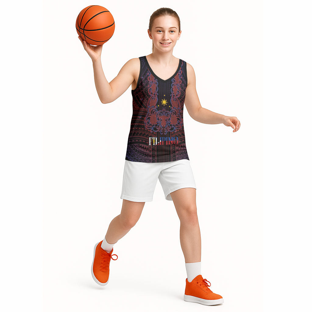 Filipino Barong Tagalog Inspired Personalised Basketball Jersey Mabuhay Philippines Festival Polynesian Pattern LT14 - Polynesian Pride