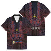 Filipino Barong Tagalog Inspired Personalised Family Matching Puletasi and Hawaiian Shirt Mabuhay Philippines Festival Polynesian Pattern LT14 Dad's Shirt - Short Sleeve Black - Polynesian Pride