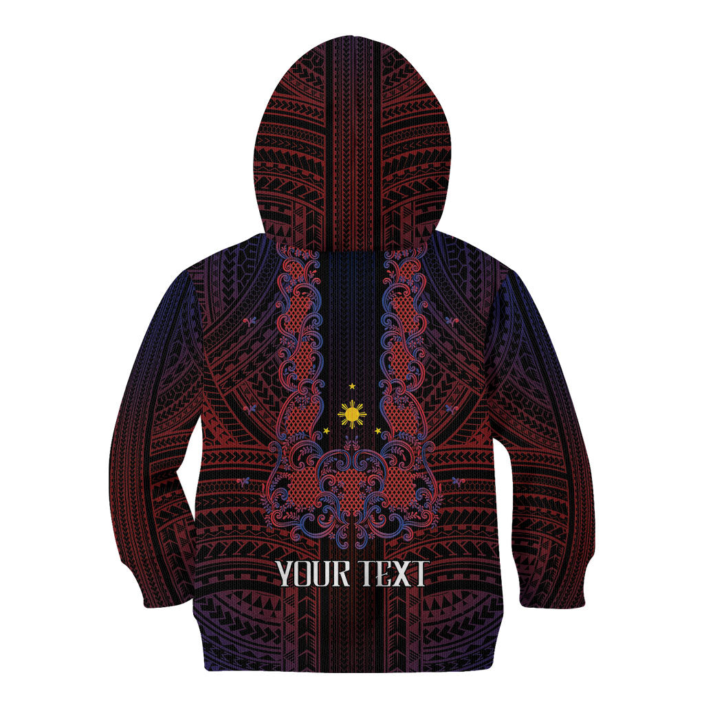 Filipino Barong Tagalog Inspired Personalised Kid Hoodie Mabuhay Philippines Festival Polynesian Pattern LT14 - Polynesian Pride