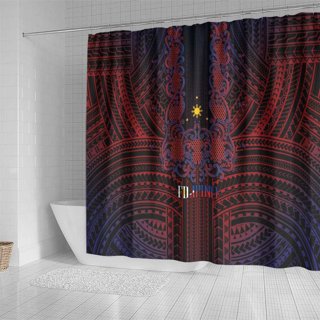 Filipino Barong Tagalog Inspired Shower Curtain Mabuhay Philippines Festival Polynesian Pattern LT14 - Polynesian Pride