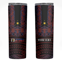 Filipino Barong Tagalog Inspired Personalised Skinny Tumbler Mabuhay Philippines Festival Polynesian Pattern LT14 Black - Polynesian Pride