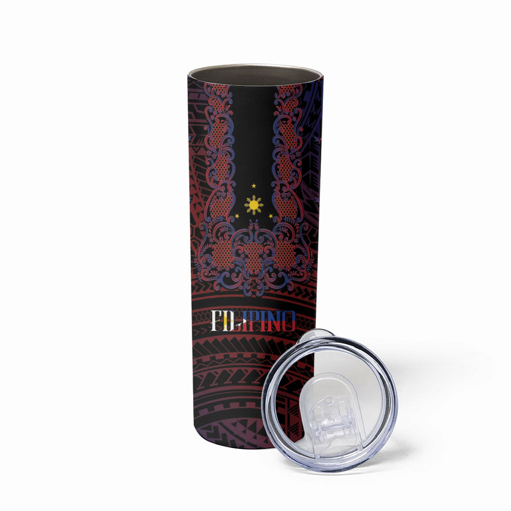 Filipino Barong Tagalog Inspired Personalised Skinny Tumbler Mabuhay Philippines Festival Polynesian Pattern LT14 - Polynesian Pride