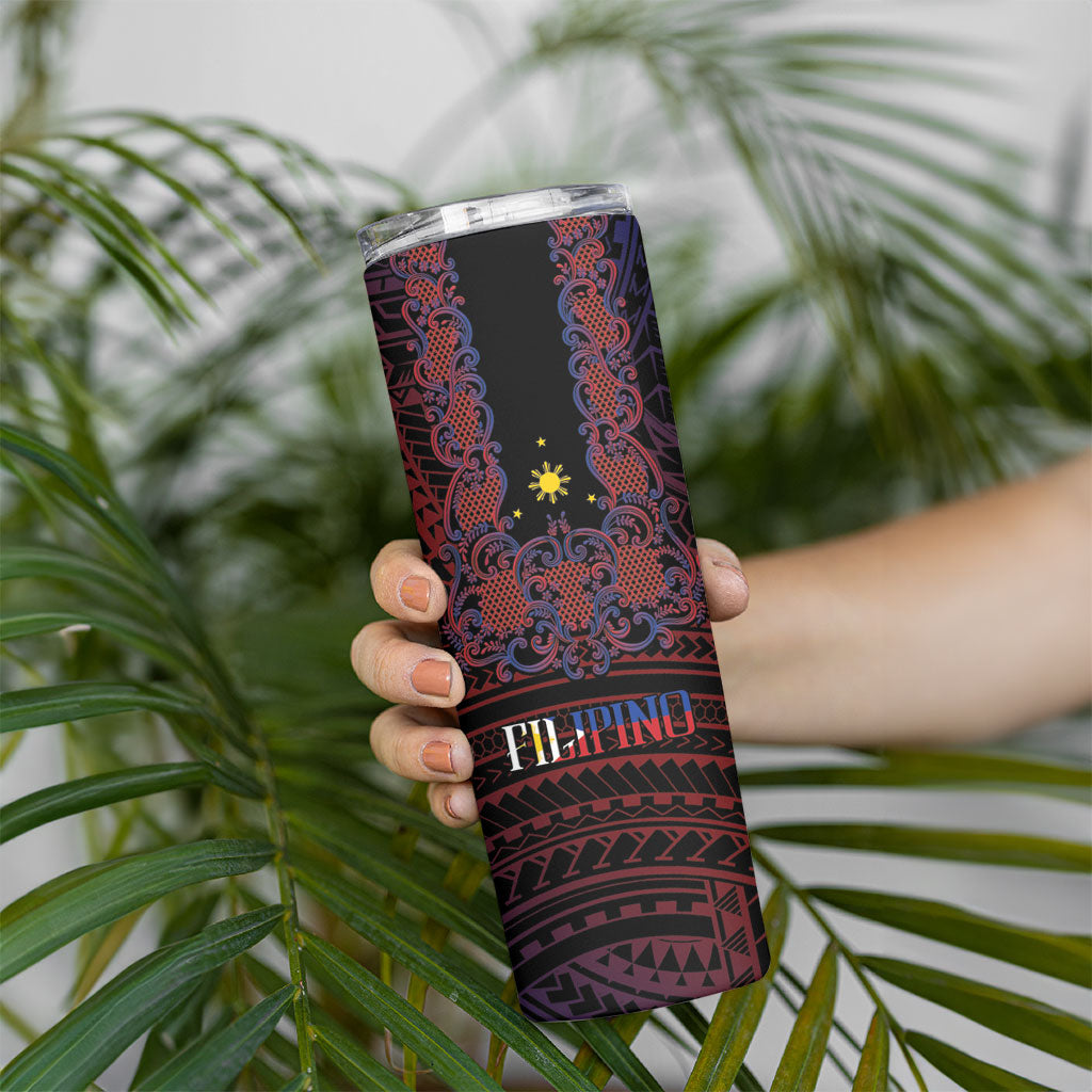Filipino Barong Tagalog Inspired Personalised Skinny Tumbler Mabuhay Philippines Festival Polynesian Pattern LT14 - Polynesian Pride