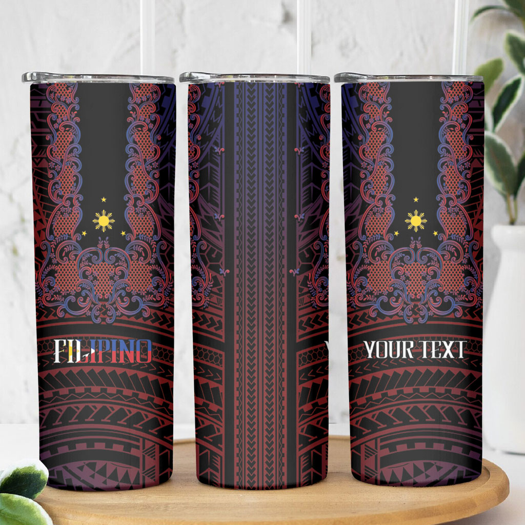 Filipino Barong Tagalog Inspired Personalised Skinny Tumbler Mabuhay Philippines Festival Polynesian Pattern LT14 - Polynesian Pride