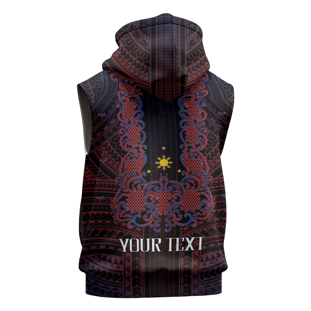 Filipino Barong Tagalog Inspired Personalised Sleeveless Hoodie Mabuhay Philippines Festival Polynesian Pattern LT14 - Polynesian Pride