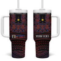 Filipino Barong Tagalog Inspired Personalised Tumbler With Handle Mabuhay Philippines Festival Polynesian Pattern LT14 One Size: 40 oz Black - Polynesian Pride
