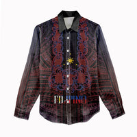 Filipino Barong Tagalog Inspired Personalised Women Casual Shirt Mabuhay Philippines Festival Polynesian Pattern LT14 - Polynesian Pride