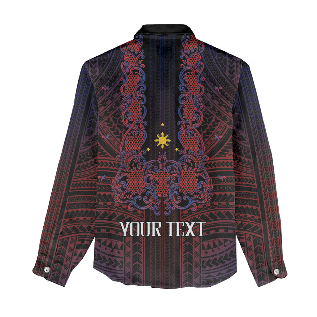 Filipino Barong Tagalog Inspired Personalised Women Casual Shirt Mabuhay Philippines Festival Polynesian Pattern LT14 - Polynesian Pride