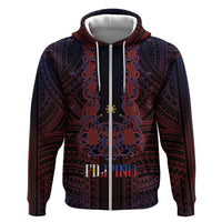 Filipino Barong Tagalog Inspired Personalised Zip Hoodie Mabuhay Philippines Festival Polynesian Pattern LT14 Zip Hoodie Black - Polynesian Pride