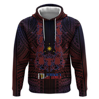 Filipino Barong Tagalog Inspired Personalised Zip Hoodie Mabuhay Philippines Festival Polynesian Pattern LT14 Pullover Hoodie Black - Polynesian Pride