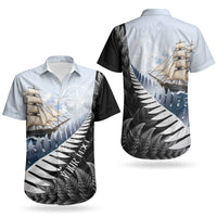 Personalised New Zealand Pakeha Couples Matching Mermaid Dress and Hawaiian Shirt Kiwi Silver Fern and Sailing Ship Compass LT14 - Polynesian Pride