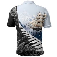 Personalised New Zealand Pakeha Polo Shirt Kiwi Silver Fern and Sailing Ship Compass LT14 - Polynesian Pride
