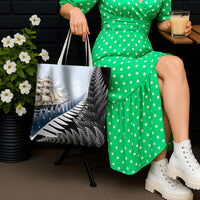 Personalised New Zealand Pakeha Tote Bag Kiwi Silver Fern and Sailing Ship Compass LT14 - Polynesian Pride