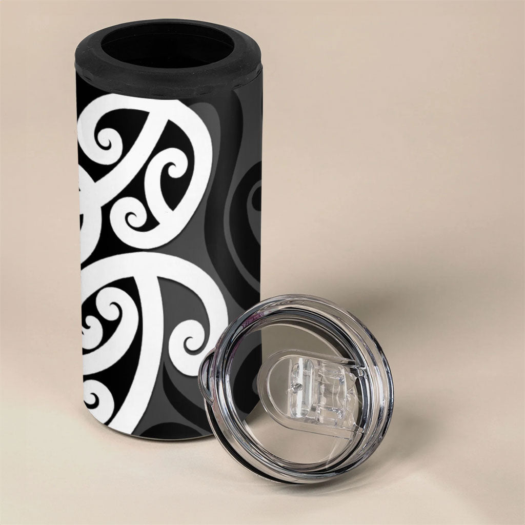 Lil Pakeha Lil Maori New Zealand 4 in 1 Can Cooler Tumbler Kiwi Proud Mangopare Pattern LT14 - Polynesian Pride
