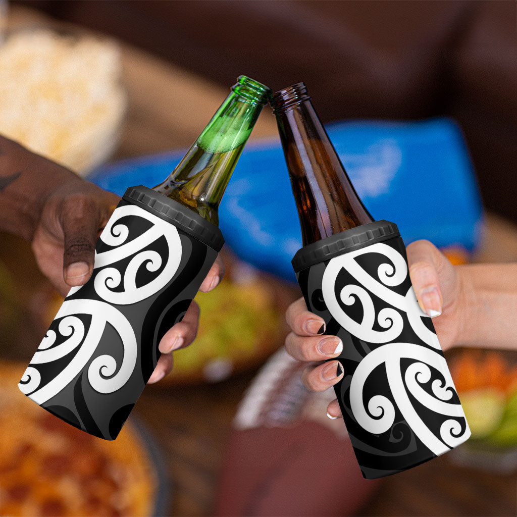 Lil Pakeha Lil Maori New Zealand 4 in 1 Can Cooler Tumbler Kiwi Proud Mangopare Pattern LT14 - Polynesian Pride
