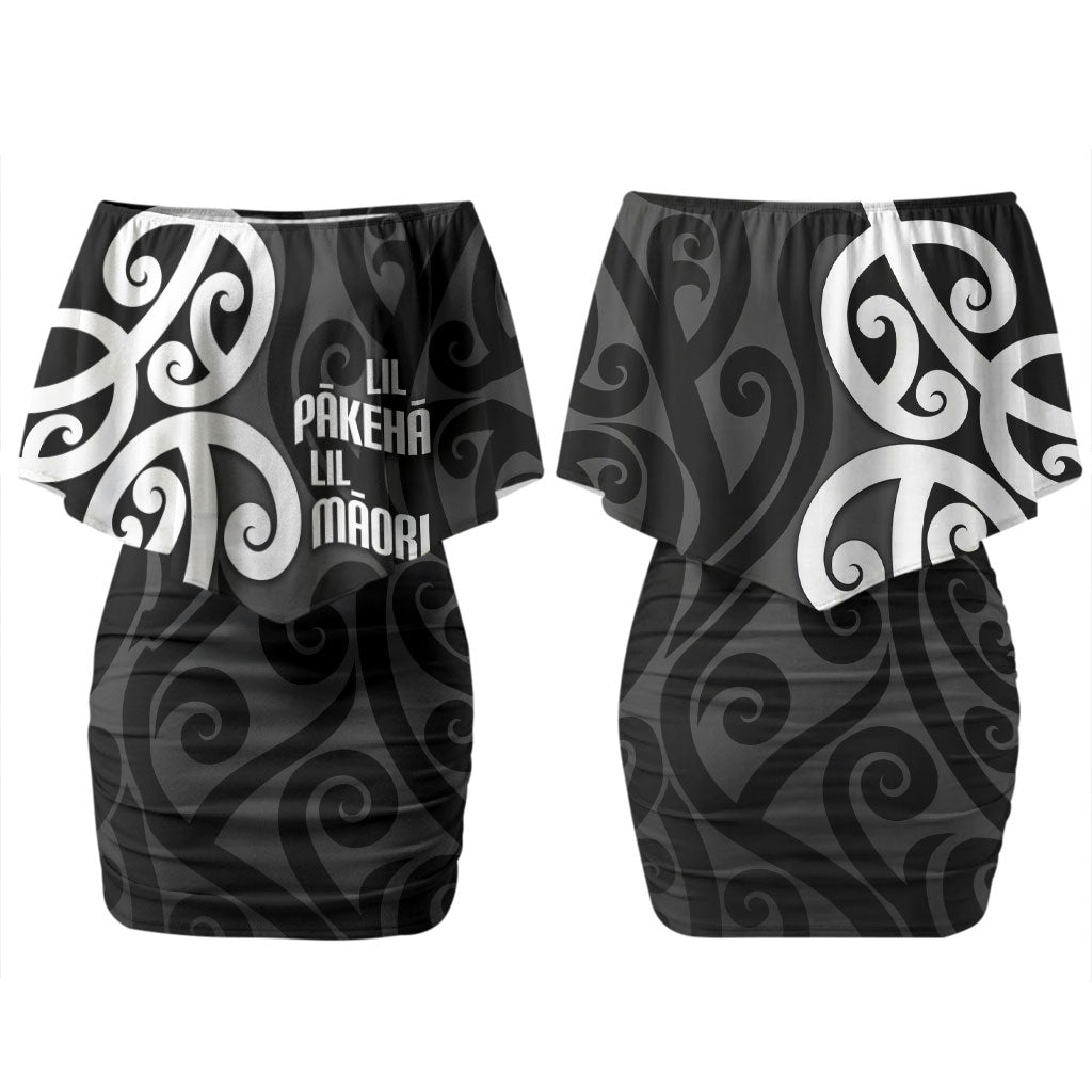 Lil Pakeha Lil Maori New Zealand Couples Matching Off Shoulder Short Dress and Long Sleeve Button Shirt Kiwi Proud Mangopare Pattern LT14 - Polynesian Pride