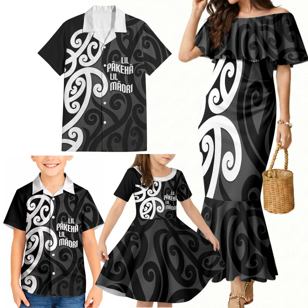 Lil Pakeha Lil Maori New Zealand Family Matching Mermaid Dress and Hawaiian Shirt Kiwi Proud Mangopare Pattern LT14 - Polynesian Pride