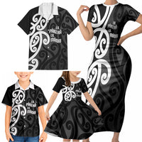Lil Pakeha Lil Maori New Zealand Family Matching Short Sleeve Bodycon Dress and Hawaiian Shirt Kiwi Proud Mangopare Pattern LT14 - Polynesian Pride