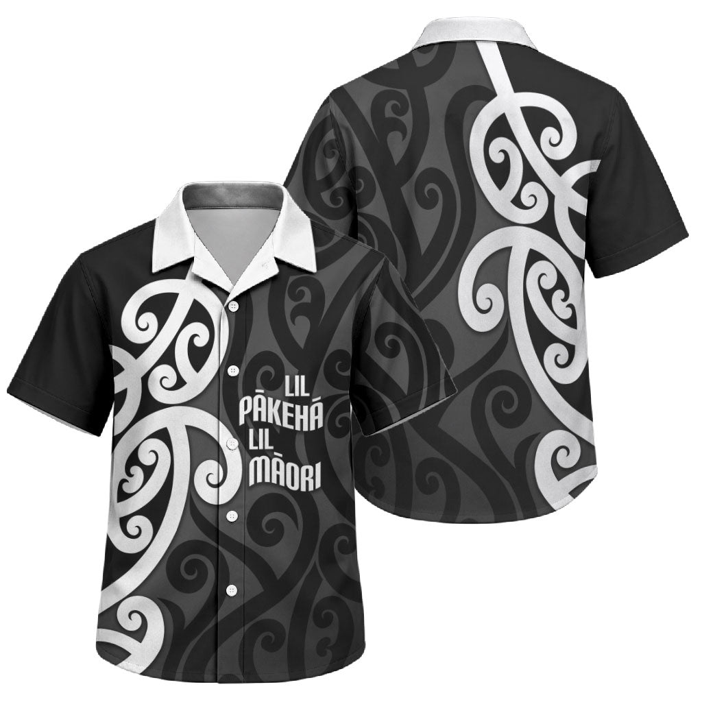 Lil Pakeha Lil Maori New Zealand Family Matching Summer Maxi Dress and Hawaiian Shirt Kiwi Proud Mangopare Pattern LT14 Son's Shirt Black - Polynesian Pride