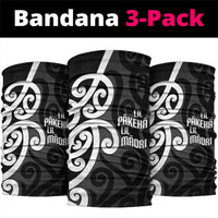 Lil Pakeha Lil Maori New Zealand Neck Gaiter Kiwi Proud Mangopare Pattern LT14 package One Size: 25*50cm Black - Polynesian Pride