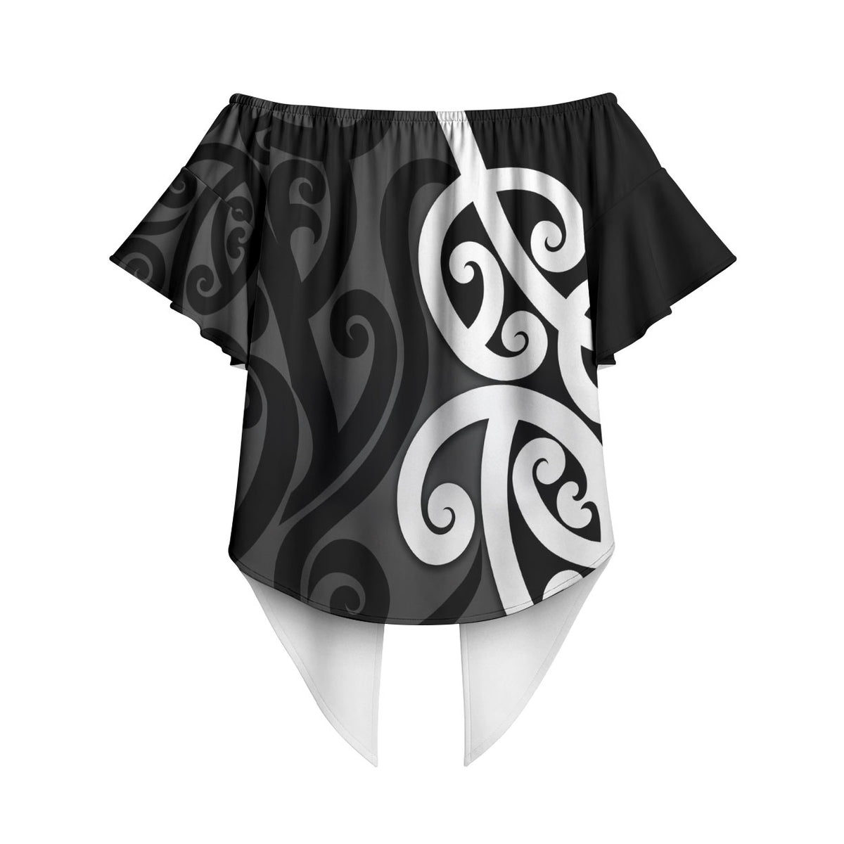 Lil Pakeha Lil Maori New Zealand Off Shoulder Wrap Waist Top Kiwi Proud Mangopare Pattern LT14 - Polynesian Pride