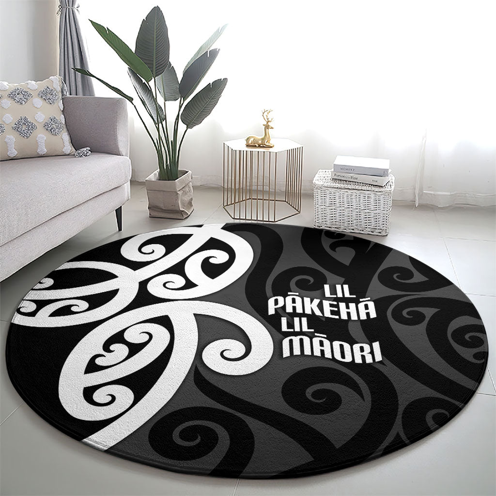 Lil Pakeha Lil Maori New Zealand Round Carpet Kiwi Proud Mangopare Pattern LT14 - Polynesian Pride