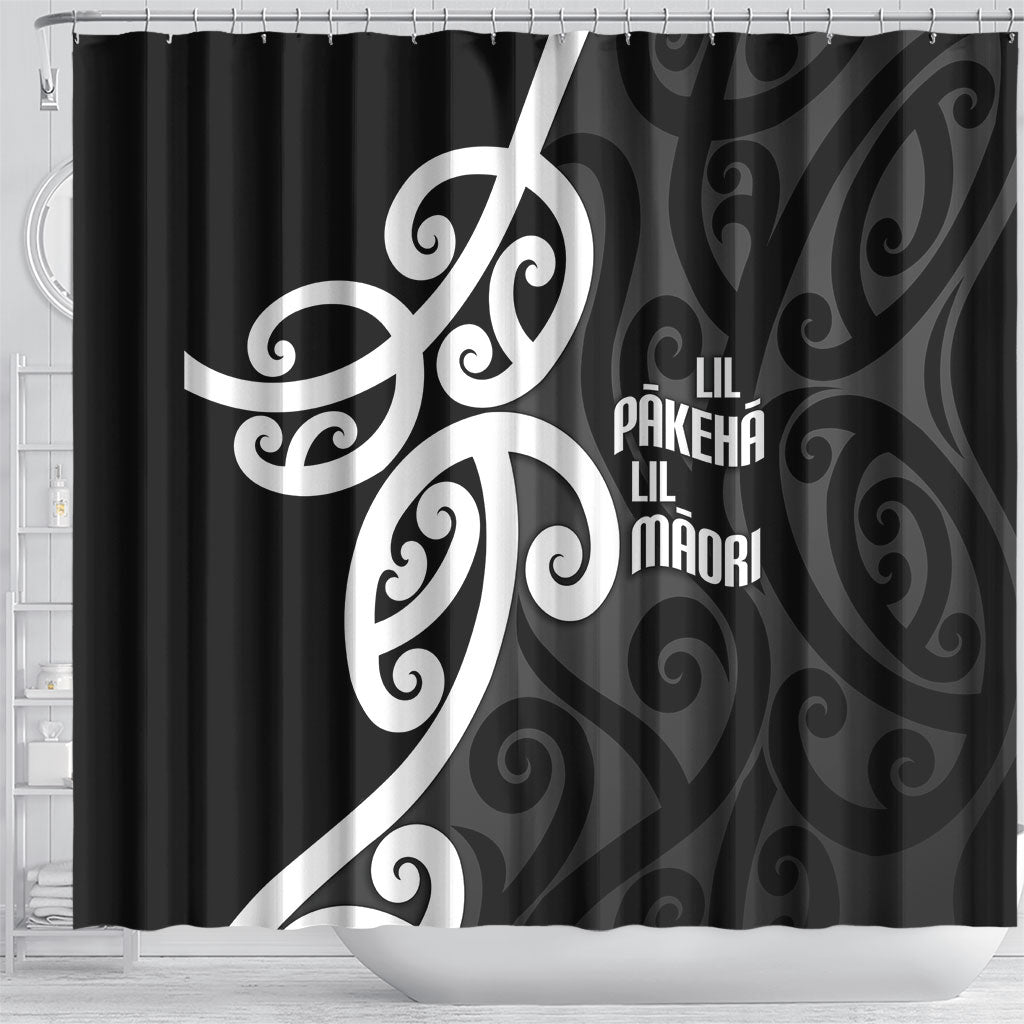 Lil Pakeha Lil Maori New Zealand Shower Curtain Kiwi Proud Mangopare Pattern LT14 - Polynesian Pride