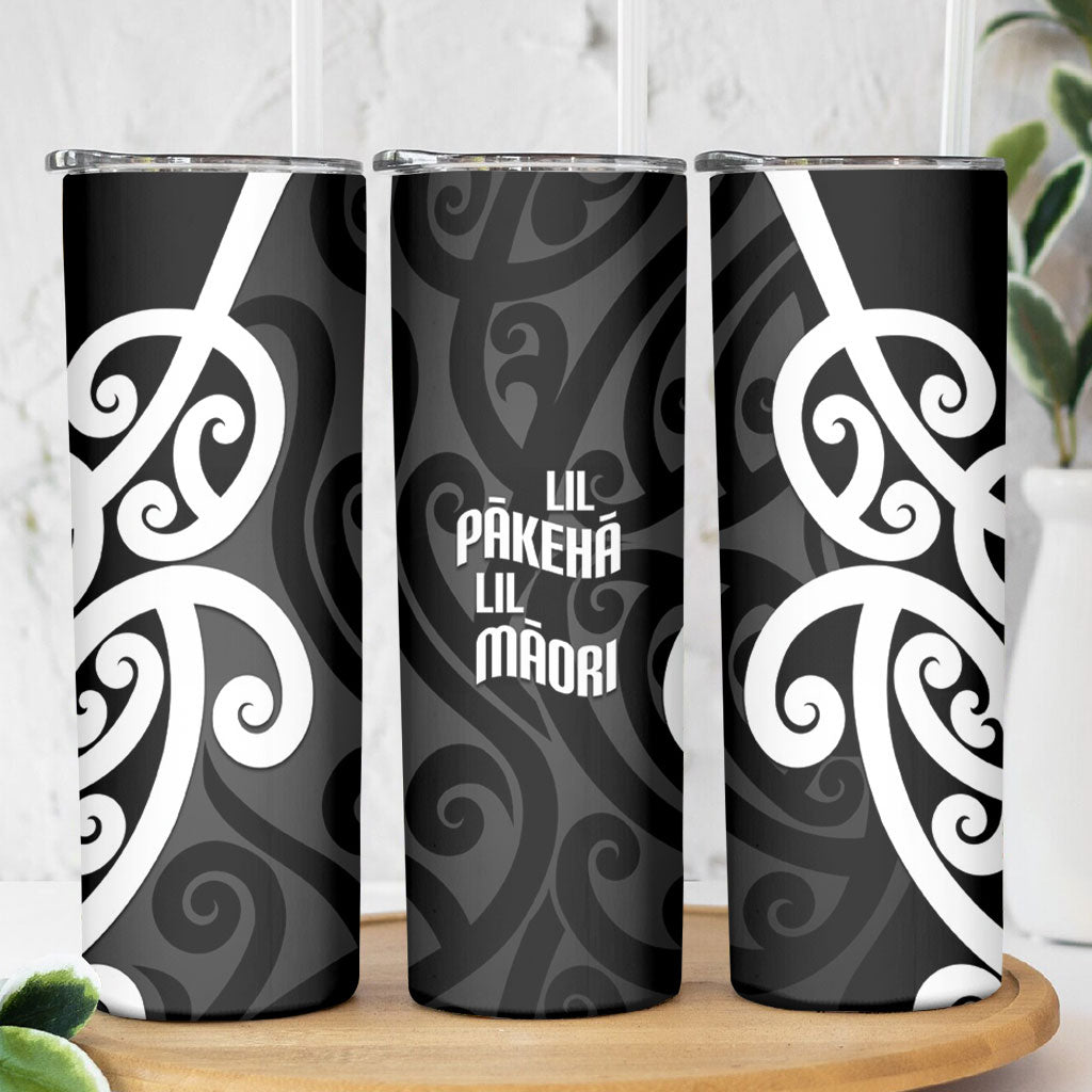 Lil Pakeha Lil Maori New Zealand Skinny Tumbler Kiwi Proud Mangopare Pattern LT14 - Polynesian Pride