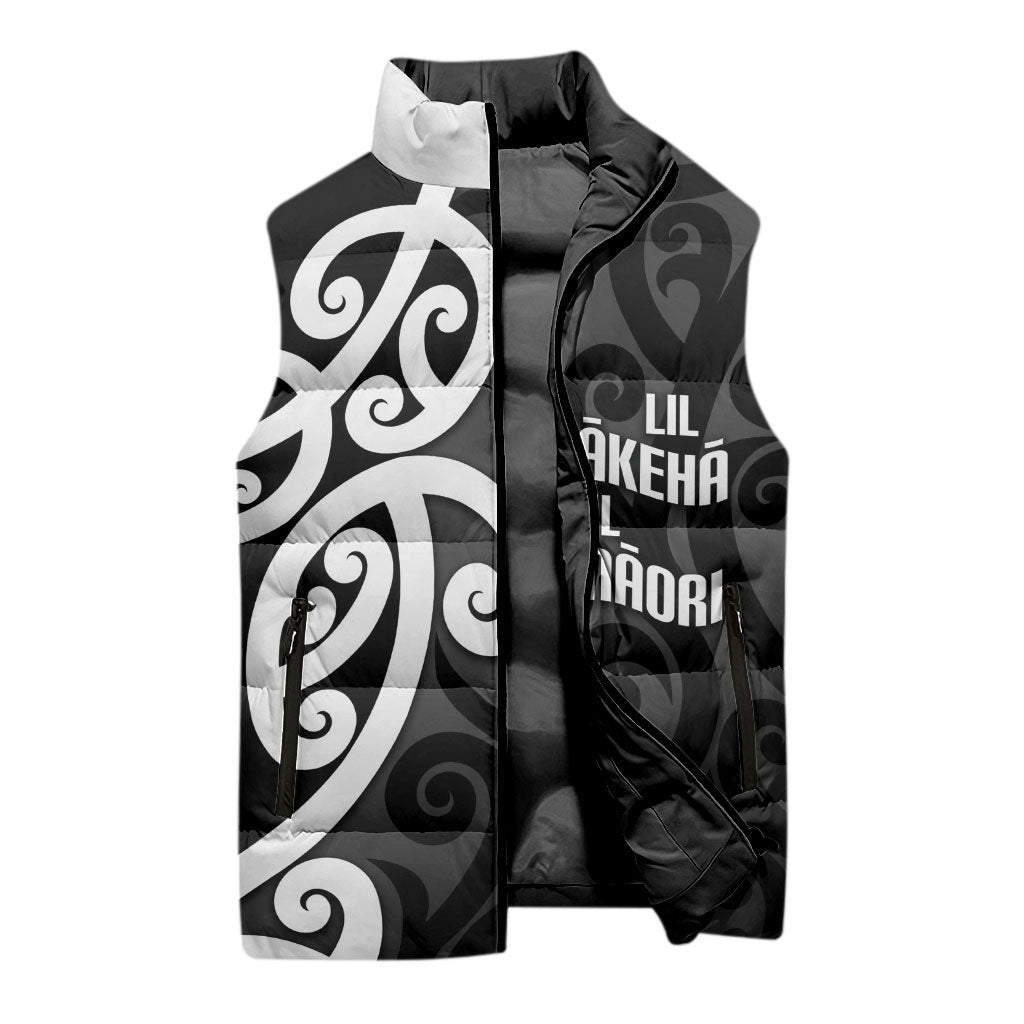 Lil Pakeha Lil Maori New Zealand Sleeveless Puffer Jacket Kiwi Proud Mangopare Pattern LT14 - Polynesian Pride
