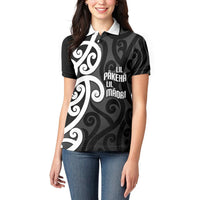 Lil Pakeha Lil Maori New Zealand Women Polo Shirt Kiwi Proud Mangopare Pattern LT14 - Polynesian Pride