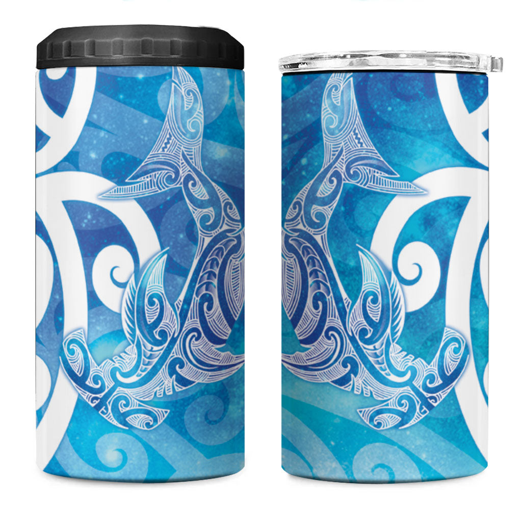 Hammerhead Shark Tattoo New Zealand 4 in 1 Can Cooler Tumbler Maori Galaxy Mangopare Pattern LT14 One Size: 16 oz Turquoise - Polynesian Pride