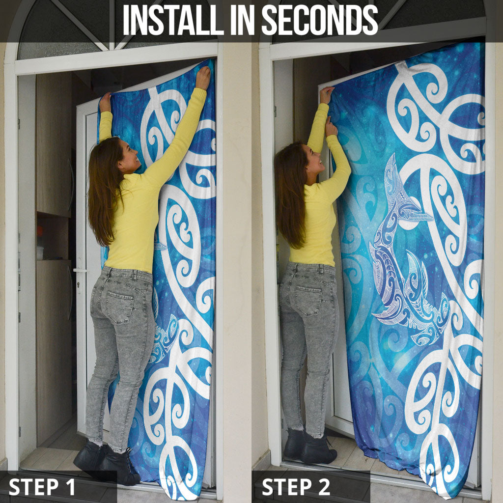 Hammerhead Shark Tattoo New Zealand Door Cover Maori Galaxy Mangopare Pattern LT14 - Polynesian Pride