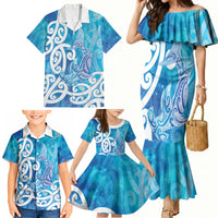 Hammerhead Shark Tattoo New Zealand Family Matching Mermaid Dress and Hawaiian Shirt Maori Galaxy Mangopare Pattern LT14 - Polynesian Pride