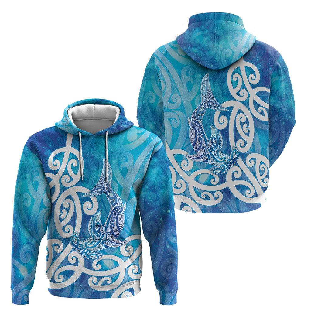 Hammerhead Shark Tattoo New Zealand Hoodie Maori Galaxy Mangopare Pattern LT14 - Polynesian Pride