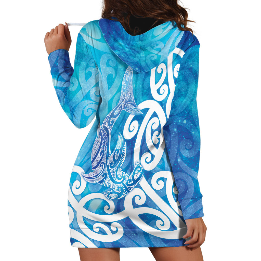 Hammerhead Shark Tattoo New Zealand Hoodie Dress Maori Galaxy Mangopare Pattern LT14 - Polynesian Pride