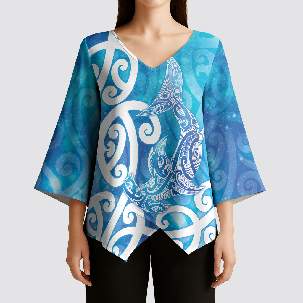 Hammerhead Shark Tattoo New Zealand Kimono Sleeve Blouse Maori Galaxy Mangopare Pattern LT14 - Polynesian Pride