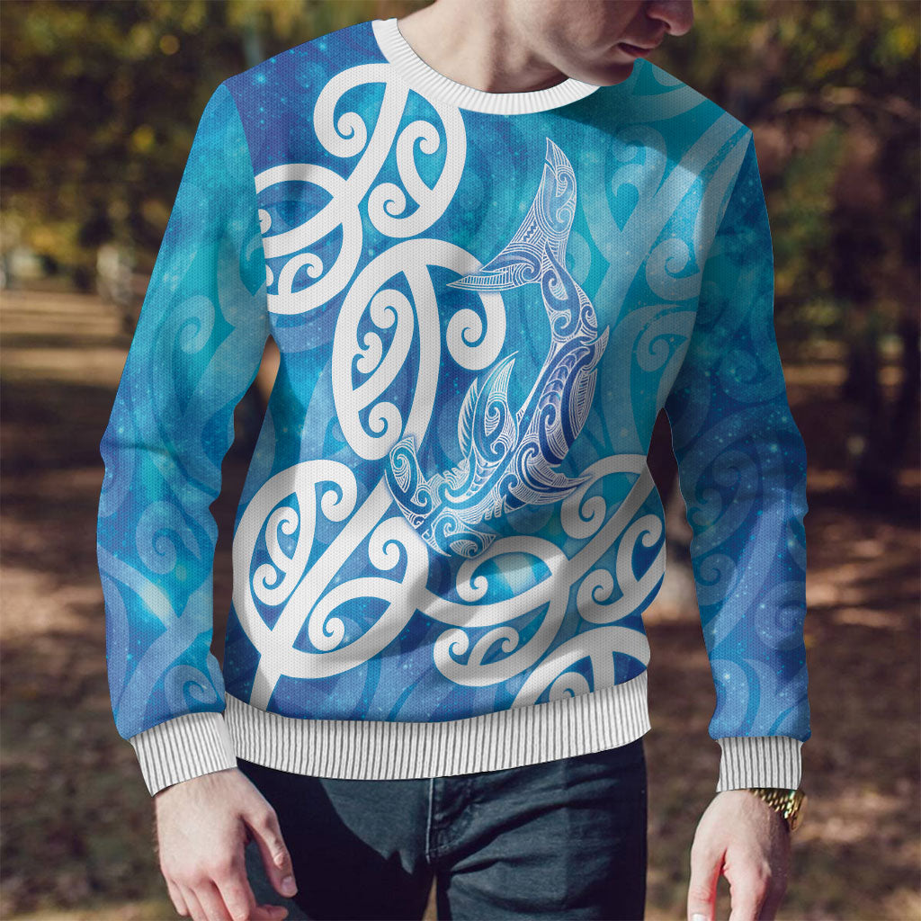Hammerhead Shark Tattoo New Zealand Ugly Christmas Sweater Maori Galaxy Mangopare Pattern LT14 - Polynesian Pride