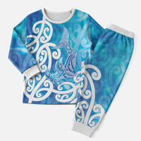 Hammerhead Shark Tattoo New Zealand Christmas Pajama Set Maori Galaxy Mangopare Pattern LT14 Men Turquoise - Polynesian Pride