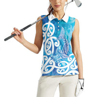 Hammerhead Shark Tattoo New Zealand Women Sleeveless Polo Shirt Maori Galaxy Mangopare Pattern LT14 - Polynesian Pride
